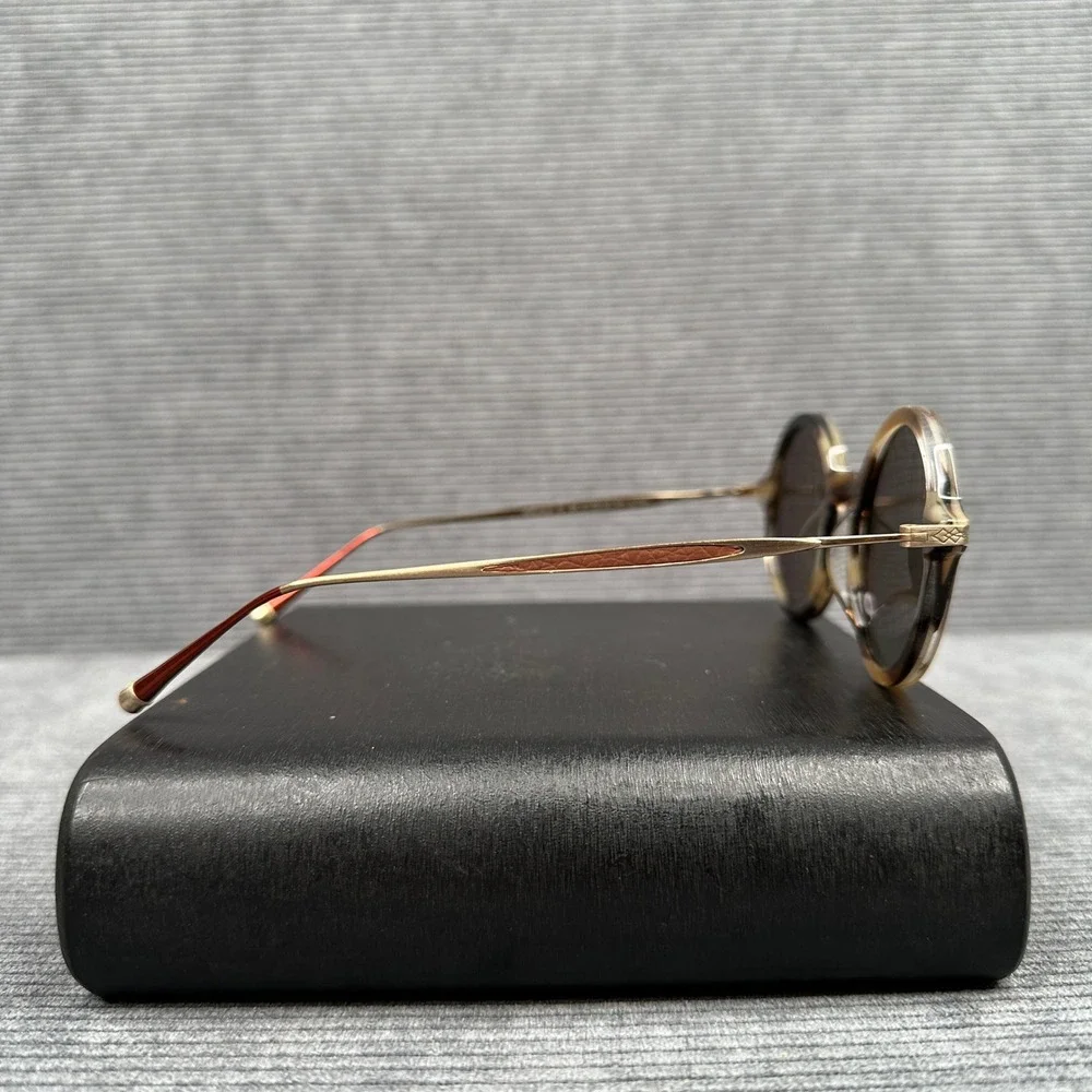 PAEO Los Angeles Mulholland 62 Round Horn Sunglasses Brown Gold 47-22-140